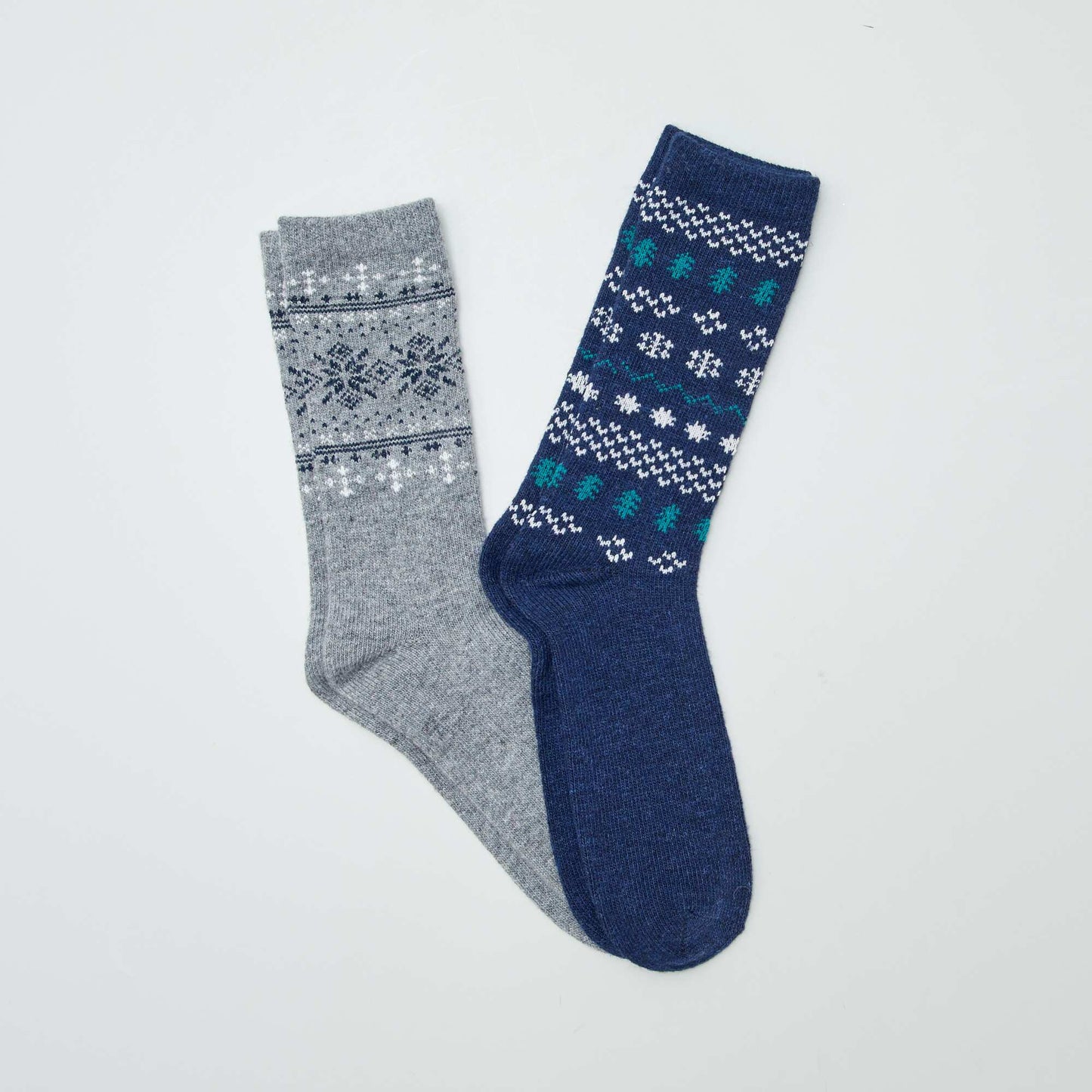 2 pairs of patterned jacquard socks BLUE