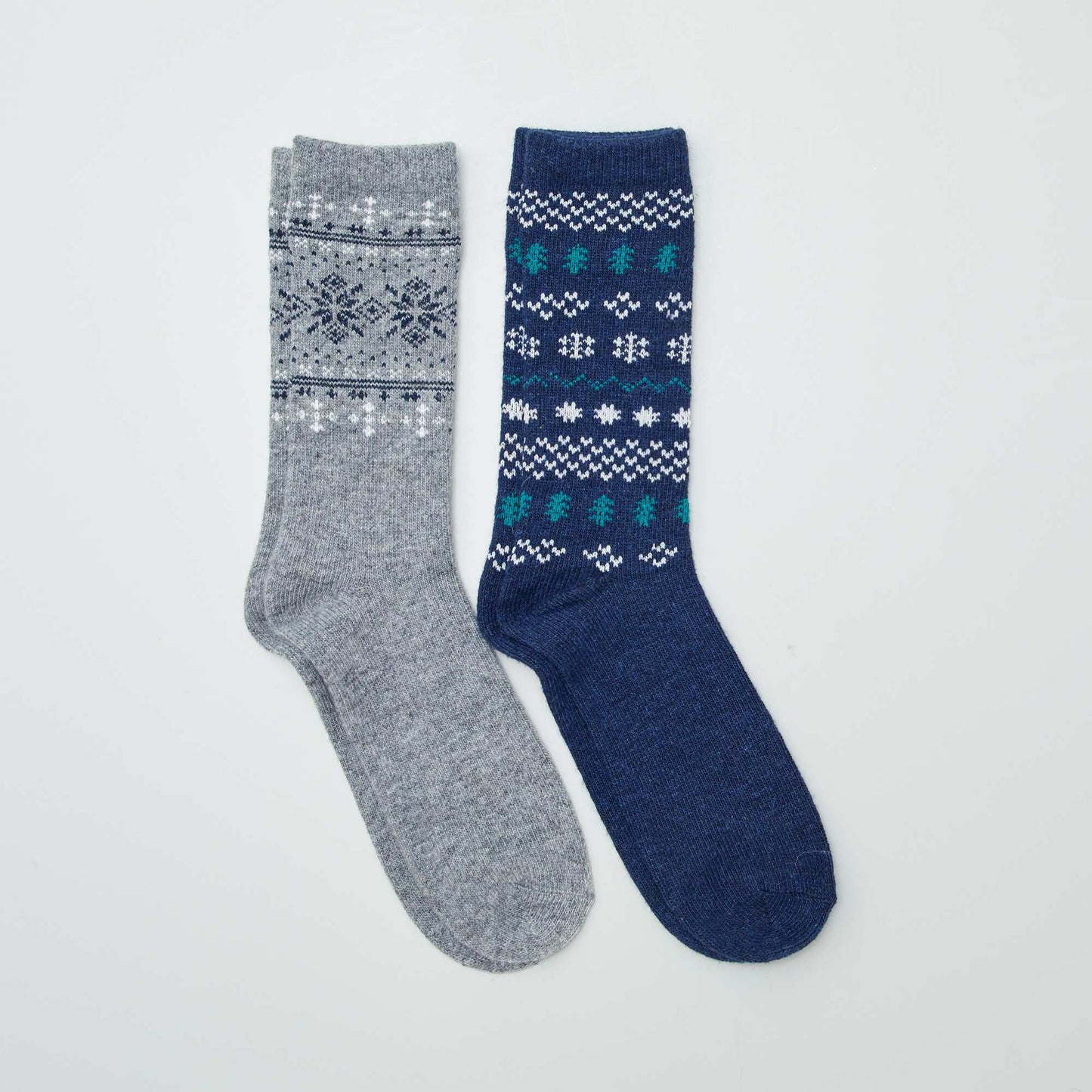 2 pairs of patterned jacquard socks BLUE