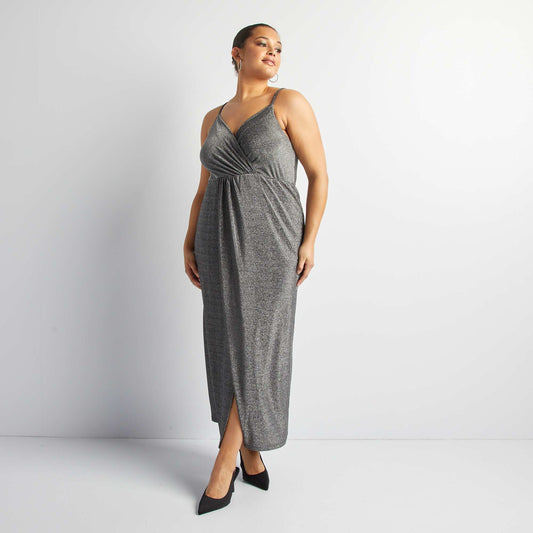 Wrap dress made from kiss knit fabric GREY