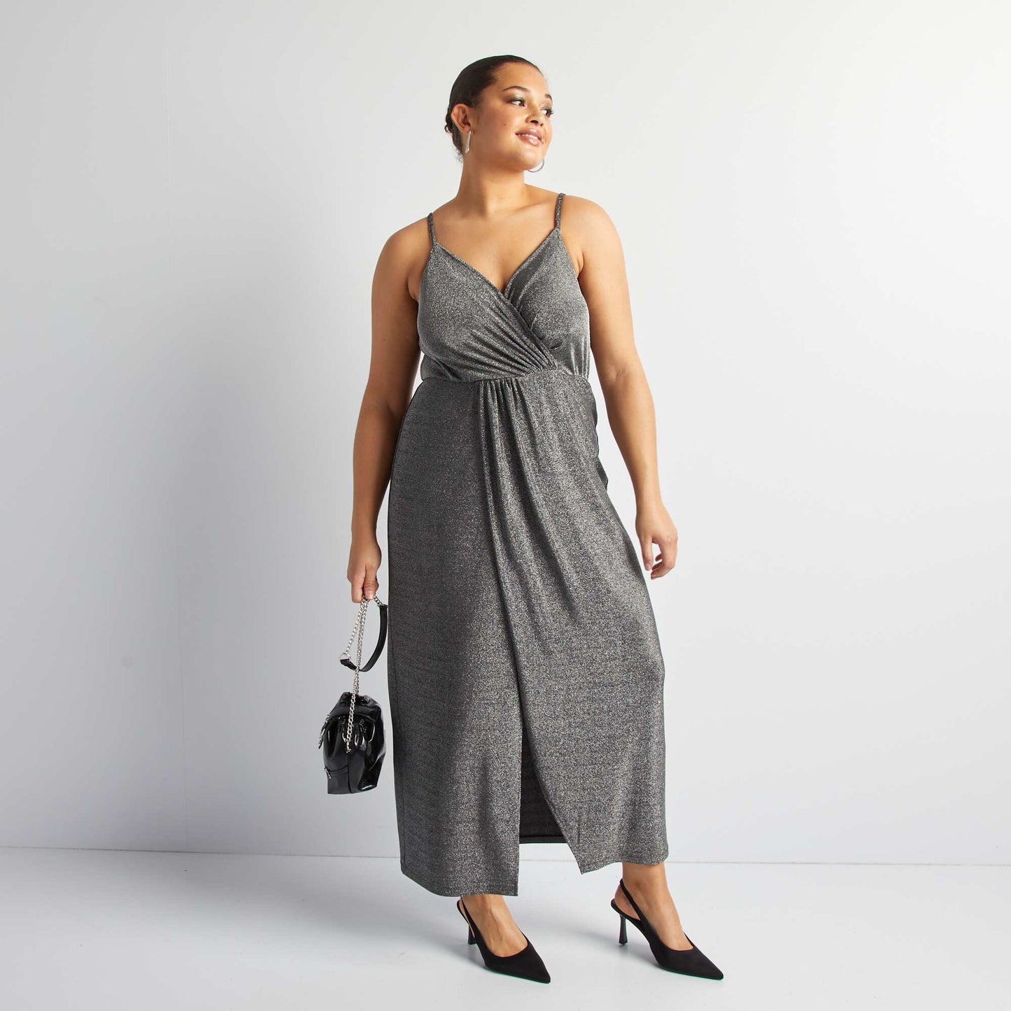 Wrap dress made from kiss knit fabric GREY