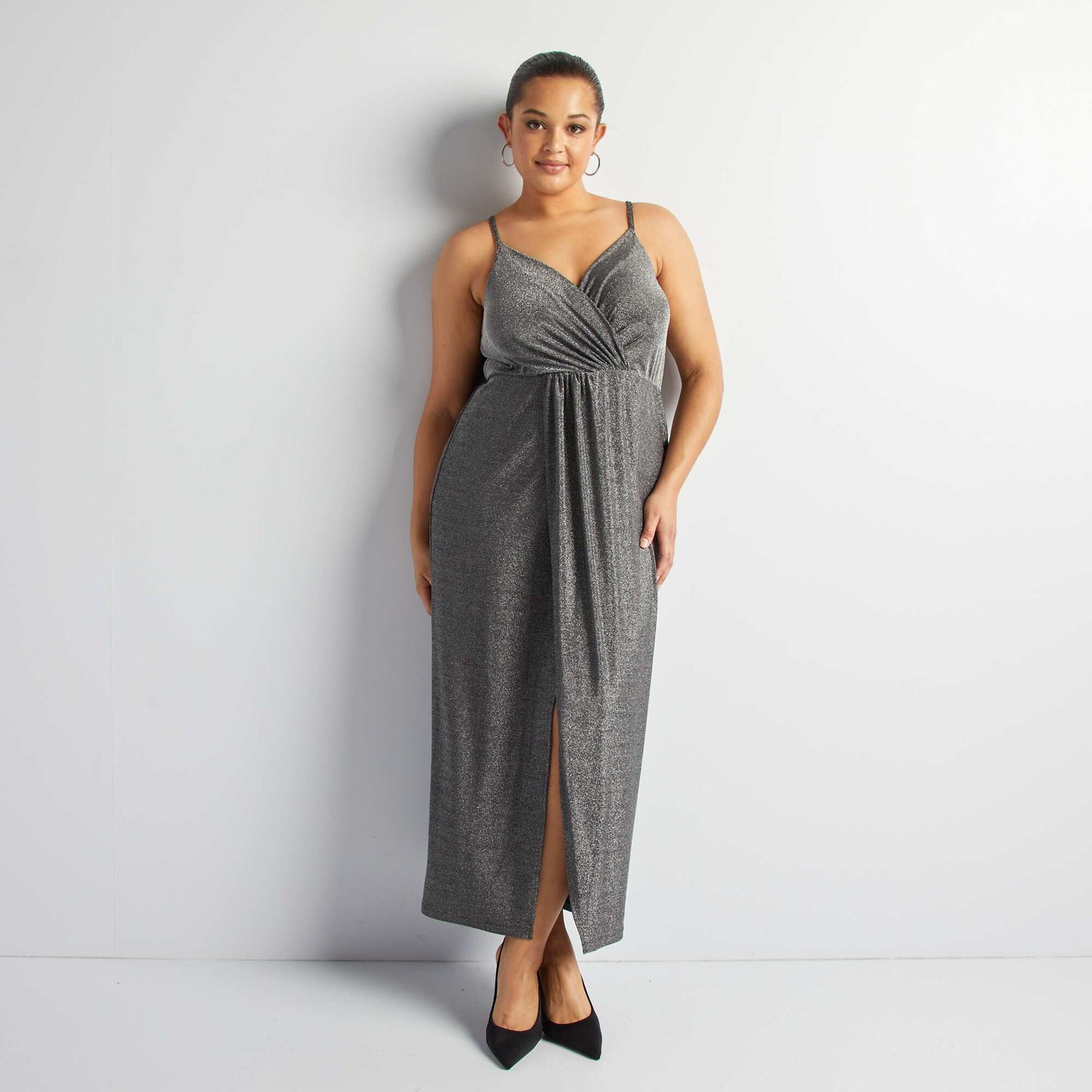 Wrap dress made from kiss knit fabric GREY