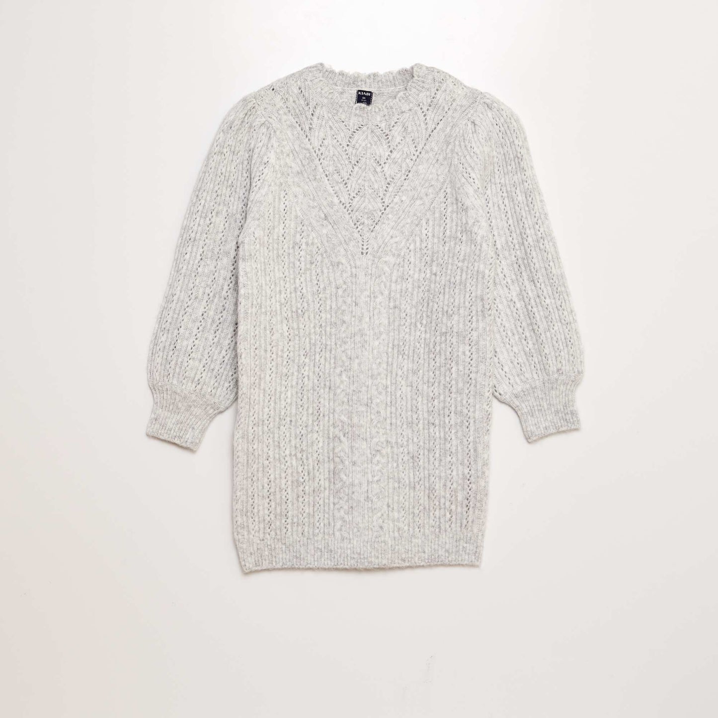 Openwork cable-knit sweater dress GREY