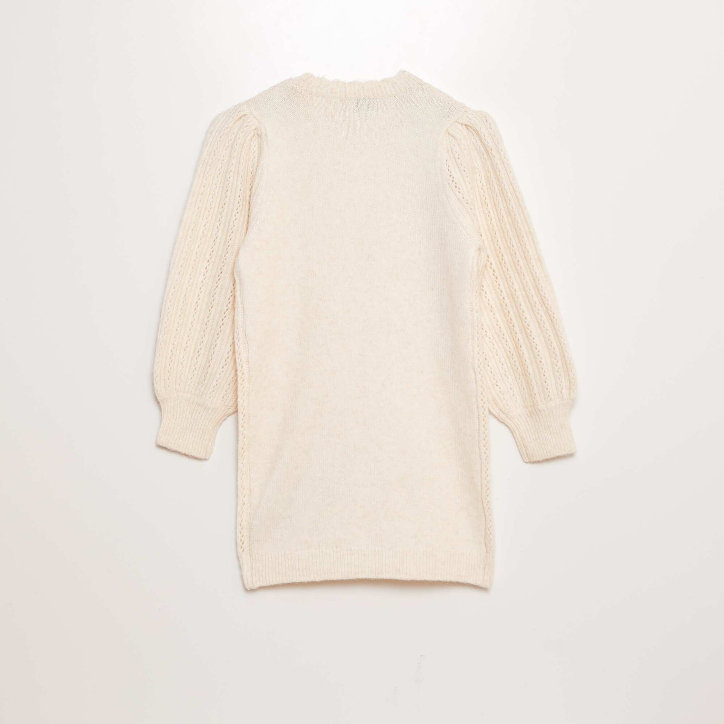 Openwork cable-knit sweater dress WHITE