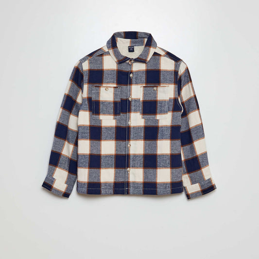 Checked flannel shirt BLUE