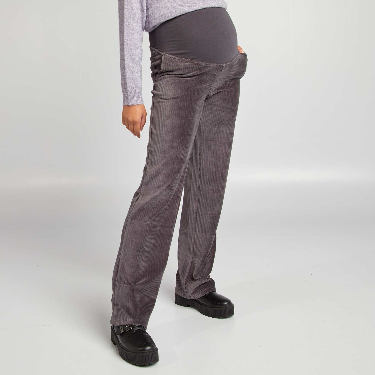 Corduroy maternity trousers BLACK