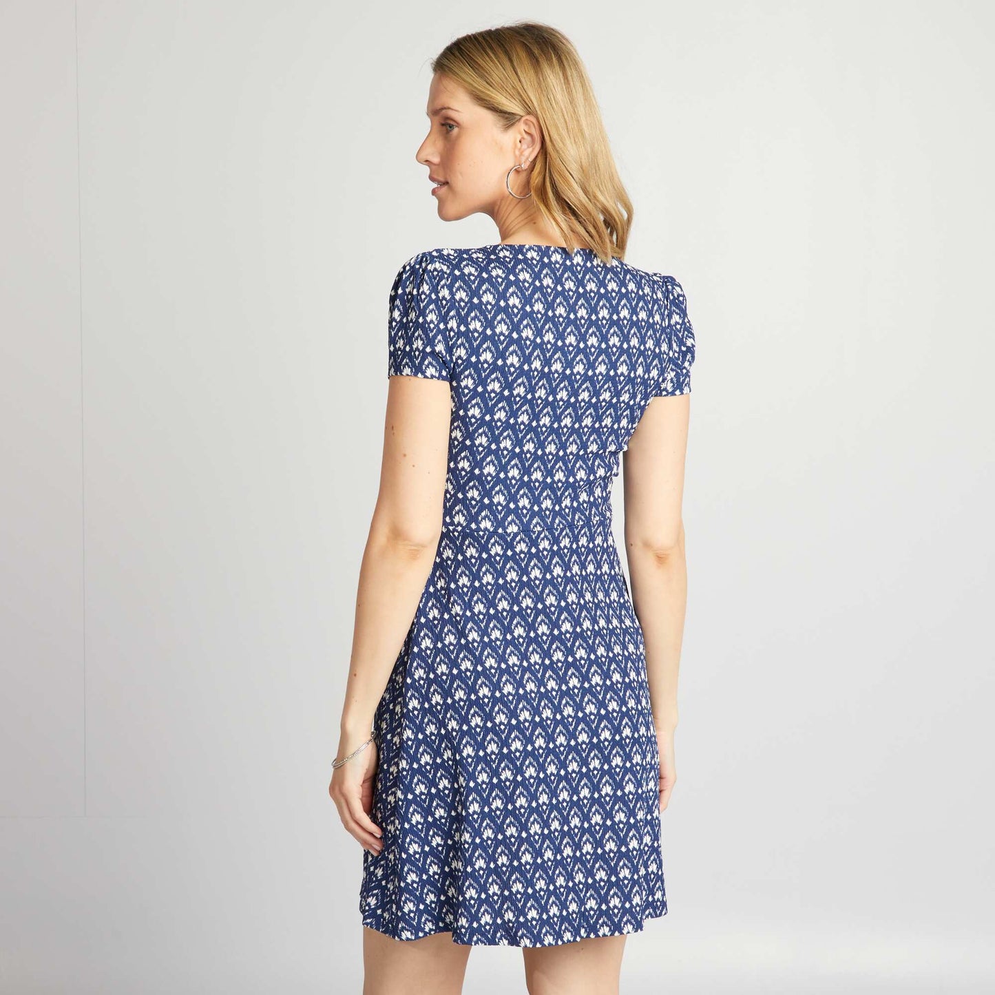 Short patterned maternity dress BLUE