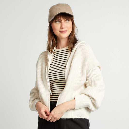 Hooded cardigan BEIGE