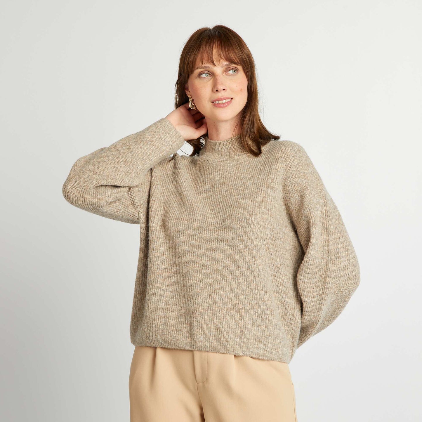 High-neck sweater BROWN