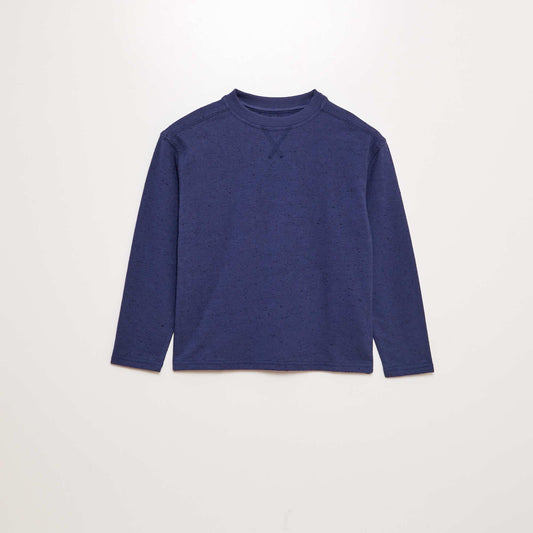 Flecked round-neck sweater blue