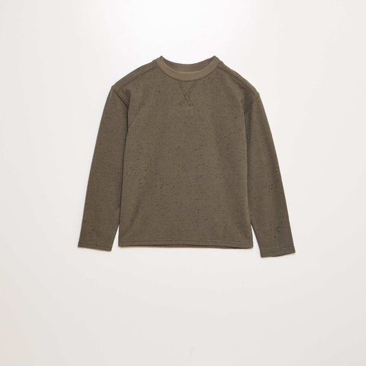 Flecked round-neck sweater KHAKI