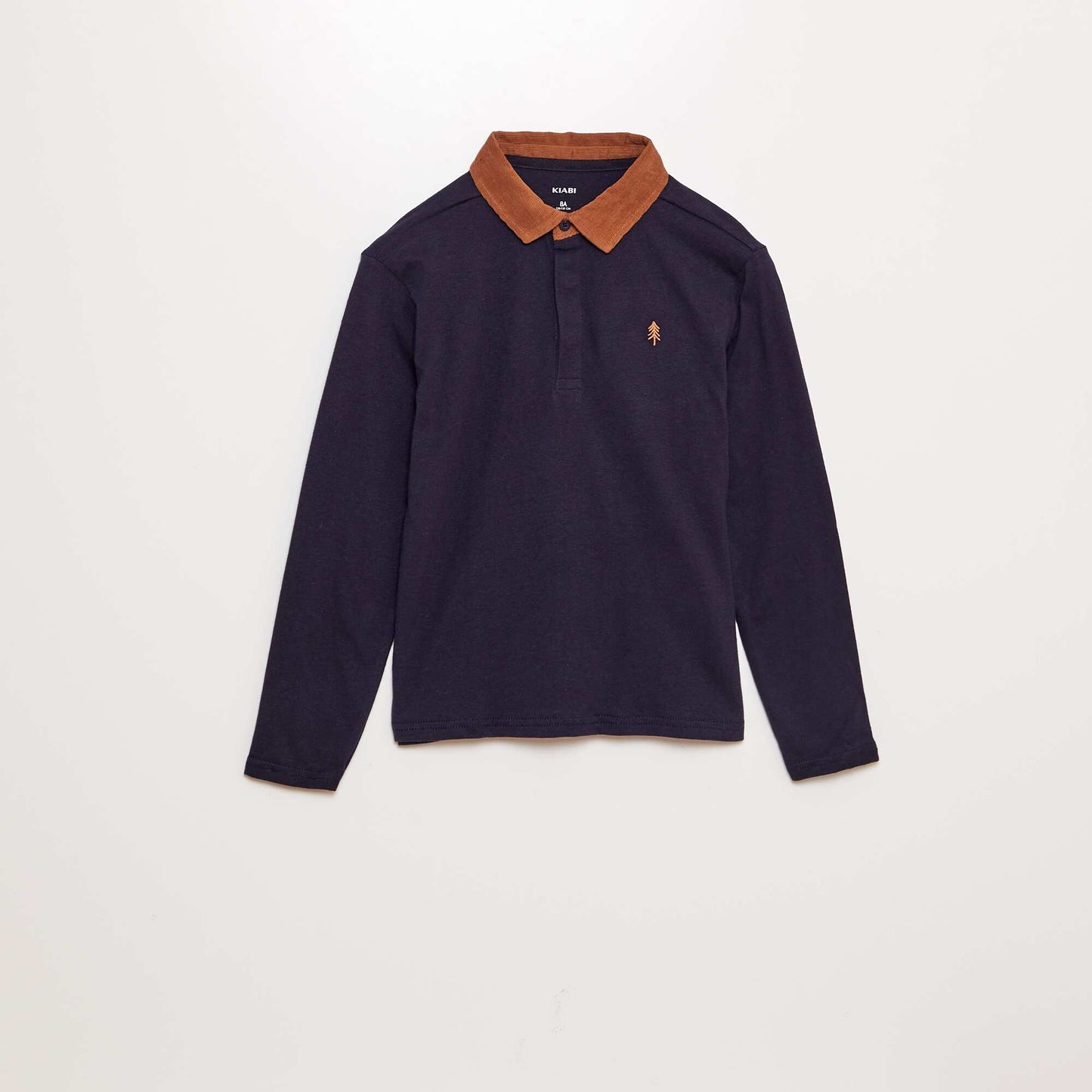 Long-sleeved polo shirt with contrasting collar BLUE