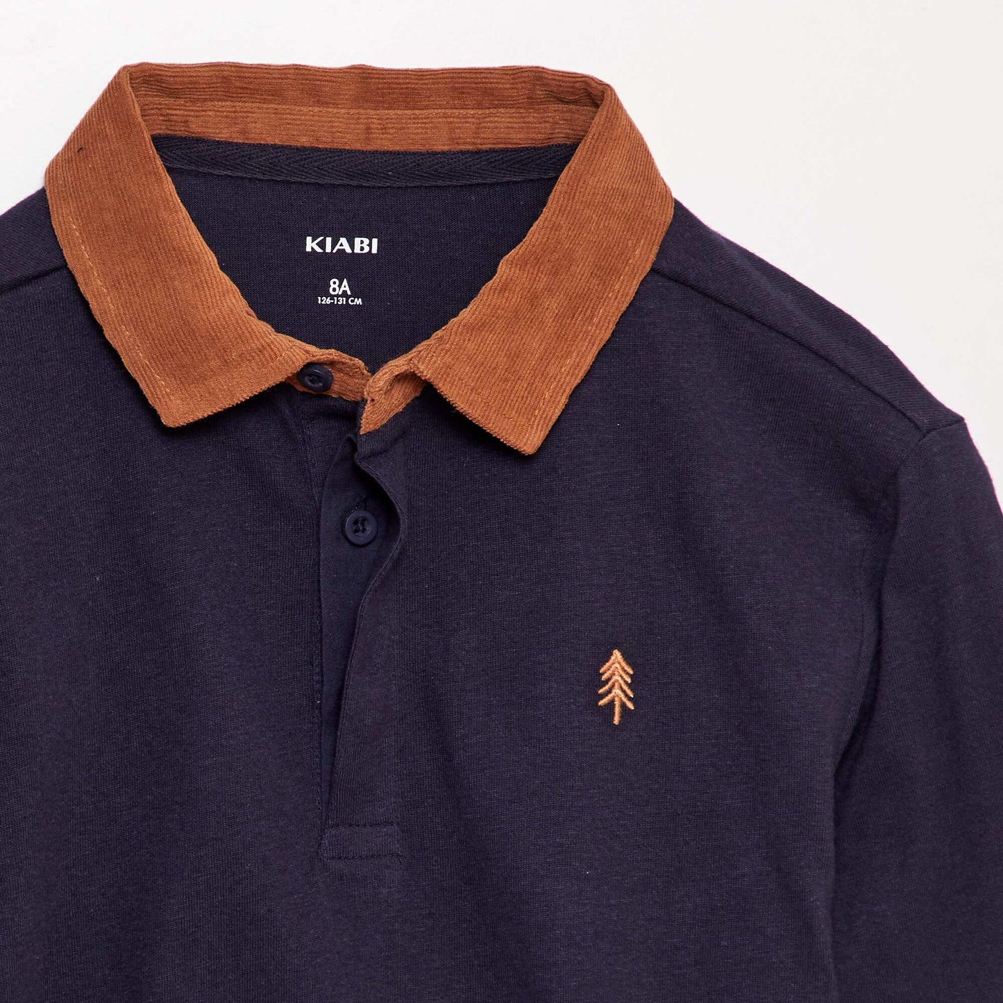 Long-sleeved polo shirt with contrasting collar BLUE