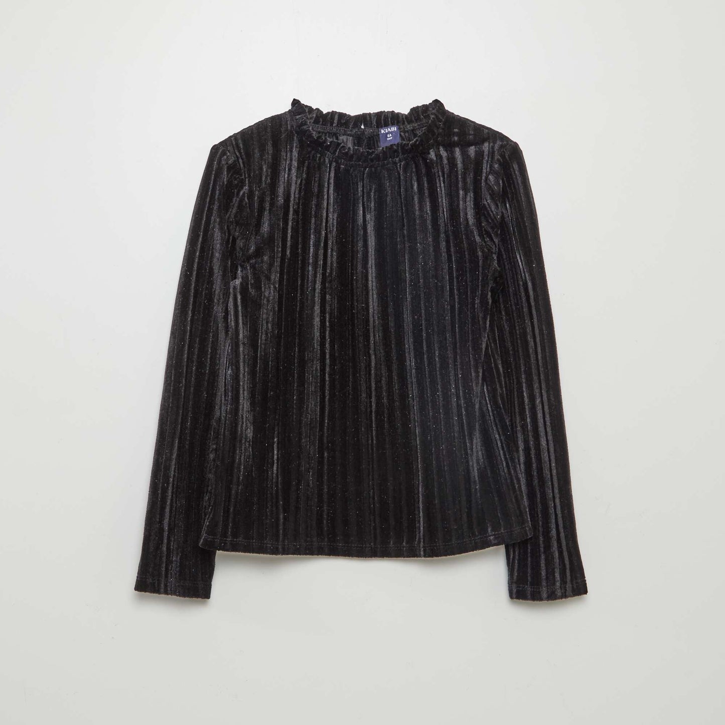 Pleated velour T-shirt black