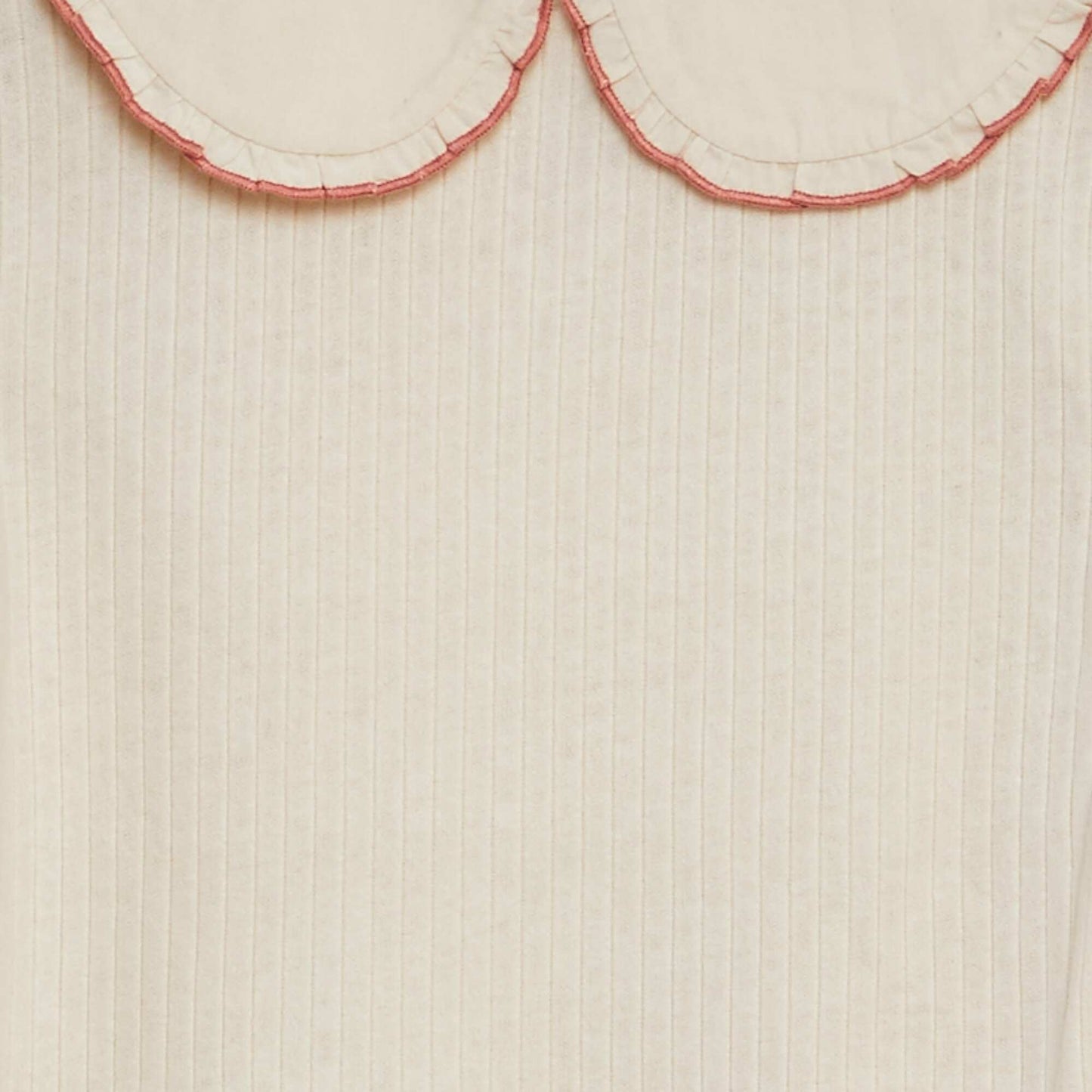 Ribbed T-shirt with Peter Pan collar WHITE