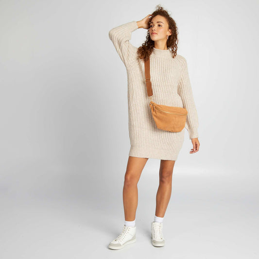 Chunky knit sweater dress BEIGE