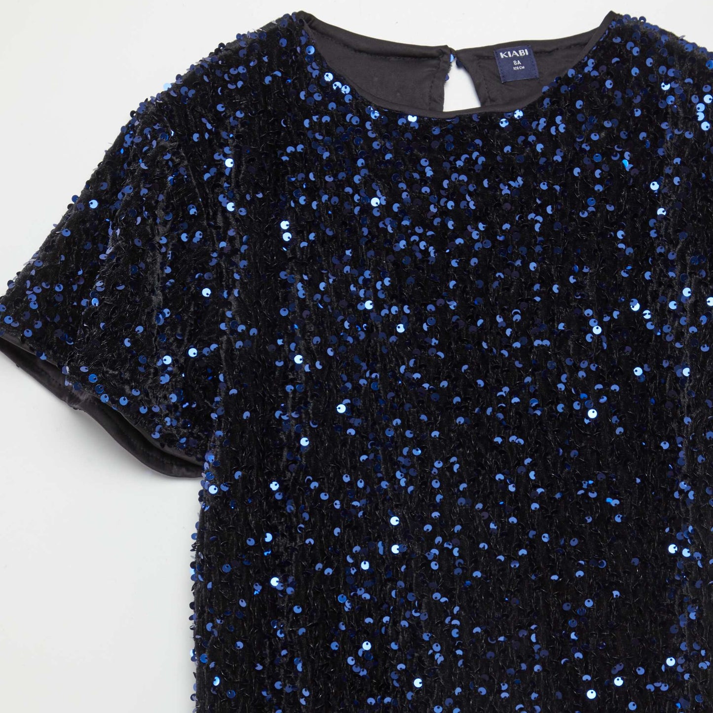 Short-sleeved sequined dress BLUE