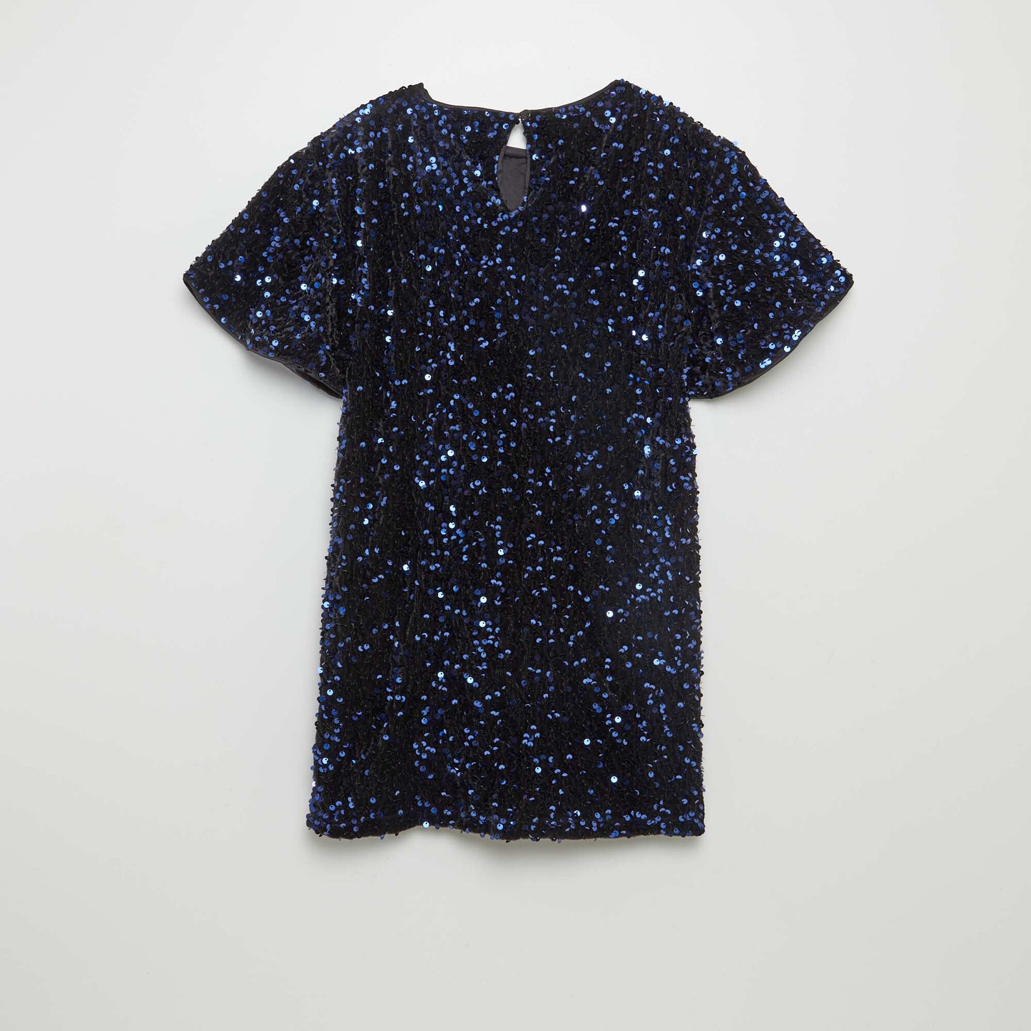 Short-sleeved sequined dress BLUE