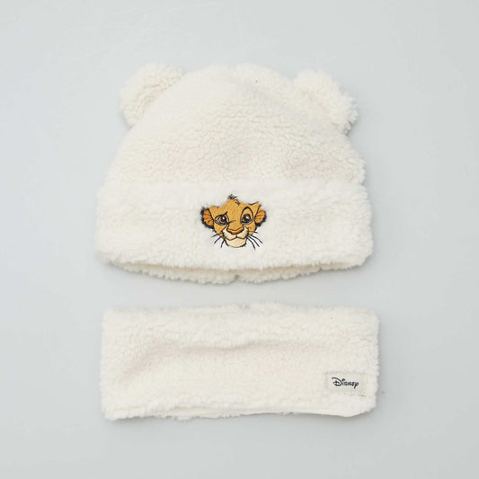 'Disney' 'Simba' beanie + snood set BEIGE