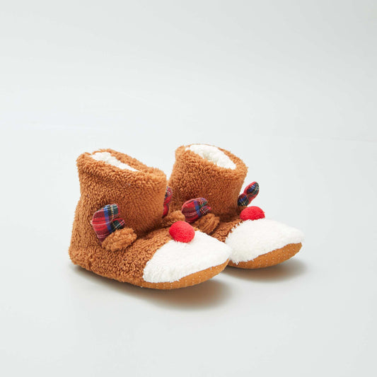 Reindeer slipper boots BROWN