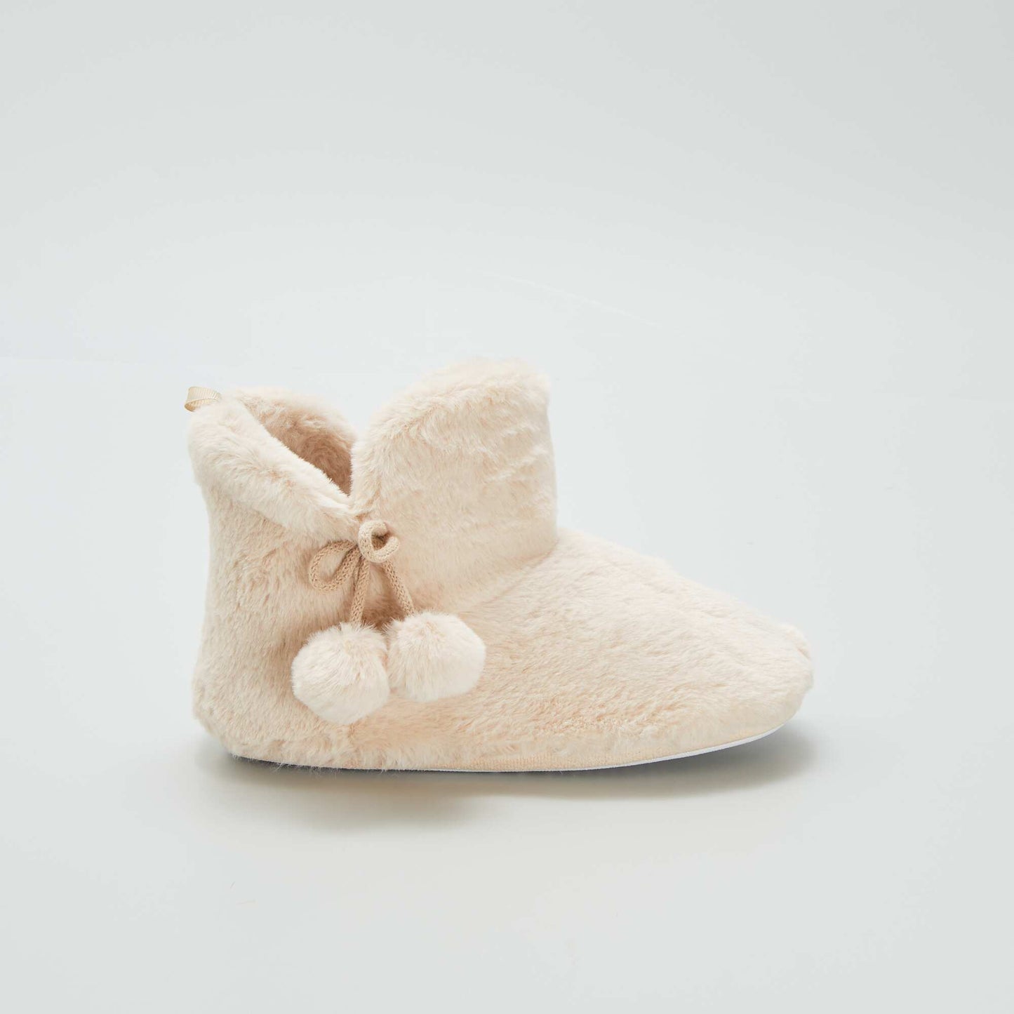 Faux fur boot slippers beige