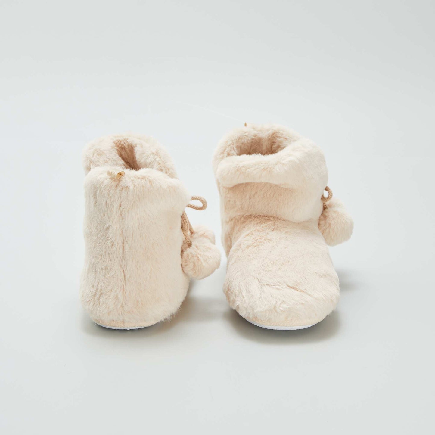 Faux fur boot slippers beige