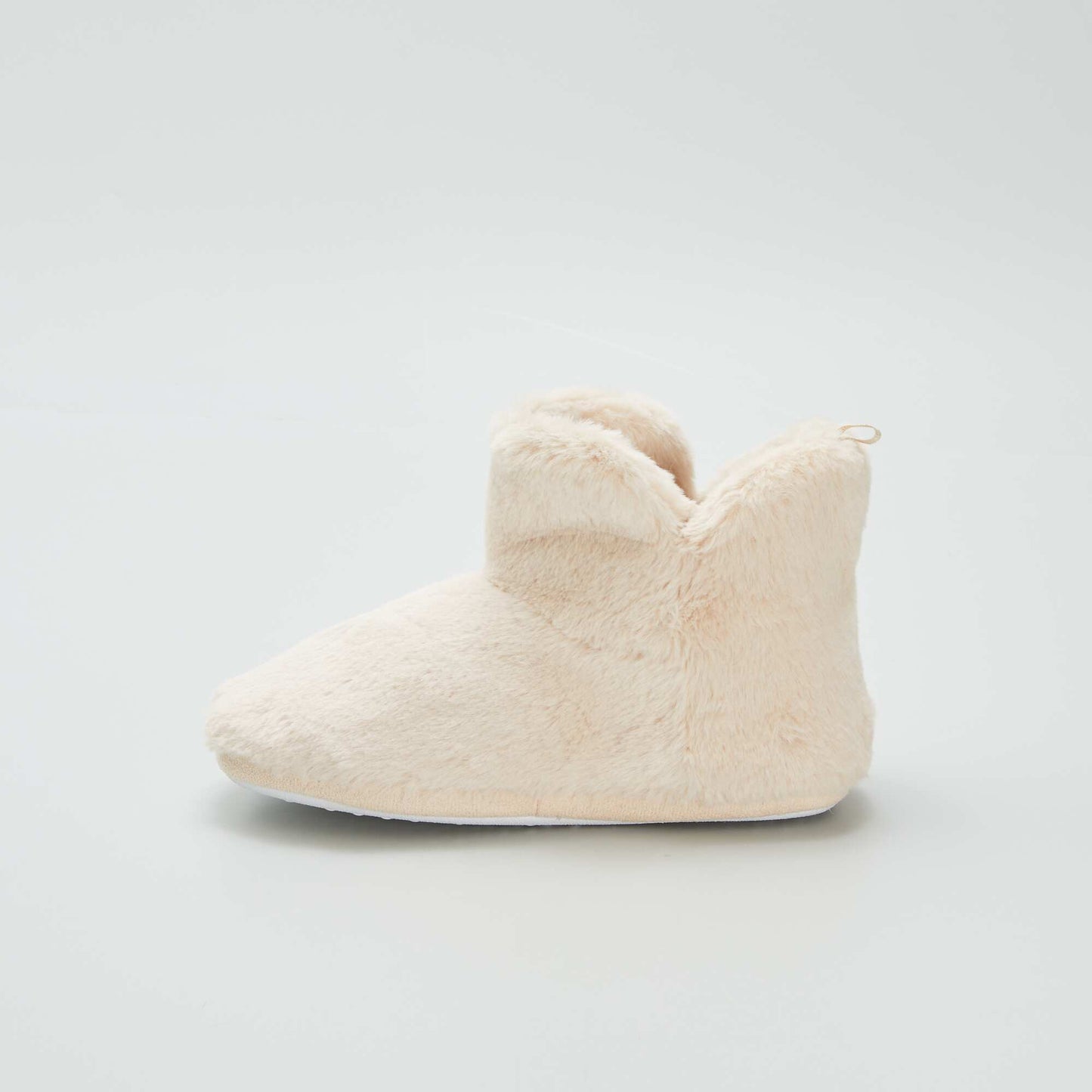 Faux fur boot slippers beige