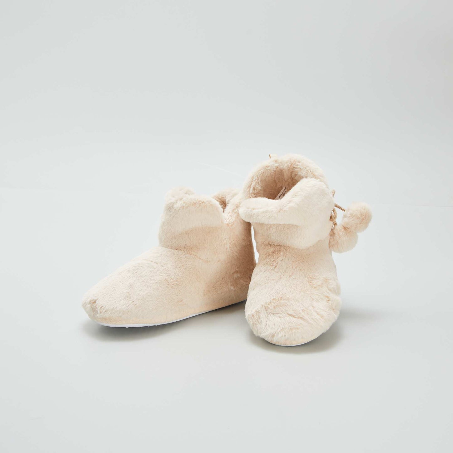 Faux fur boot slippers beige