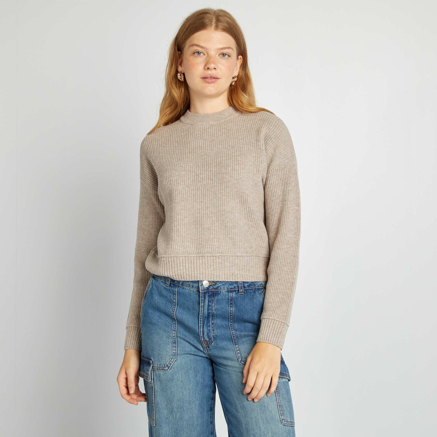 Chunky knit sweater BEIGE