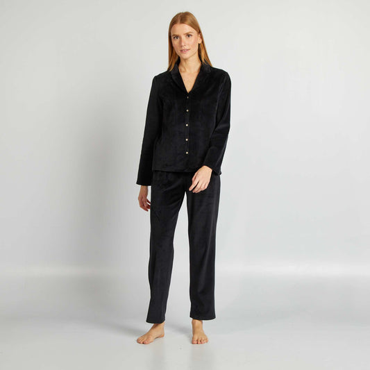 Velour pyjama set - 2-piece set black