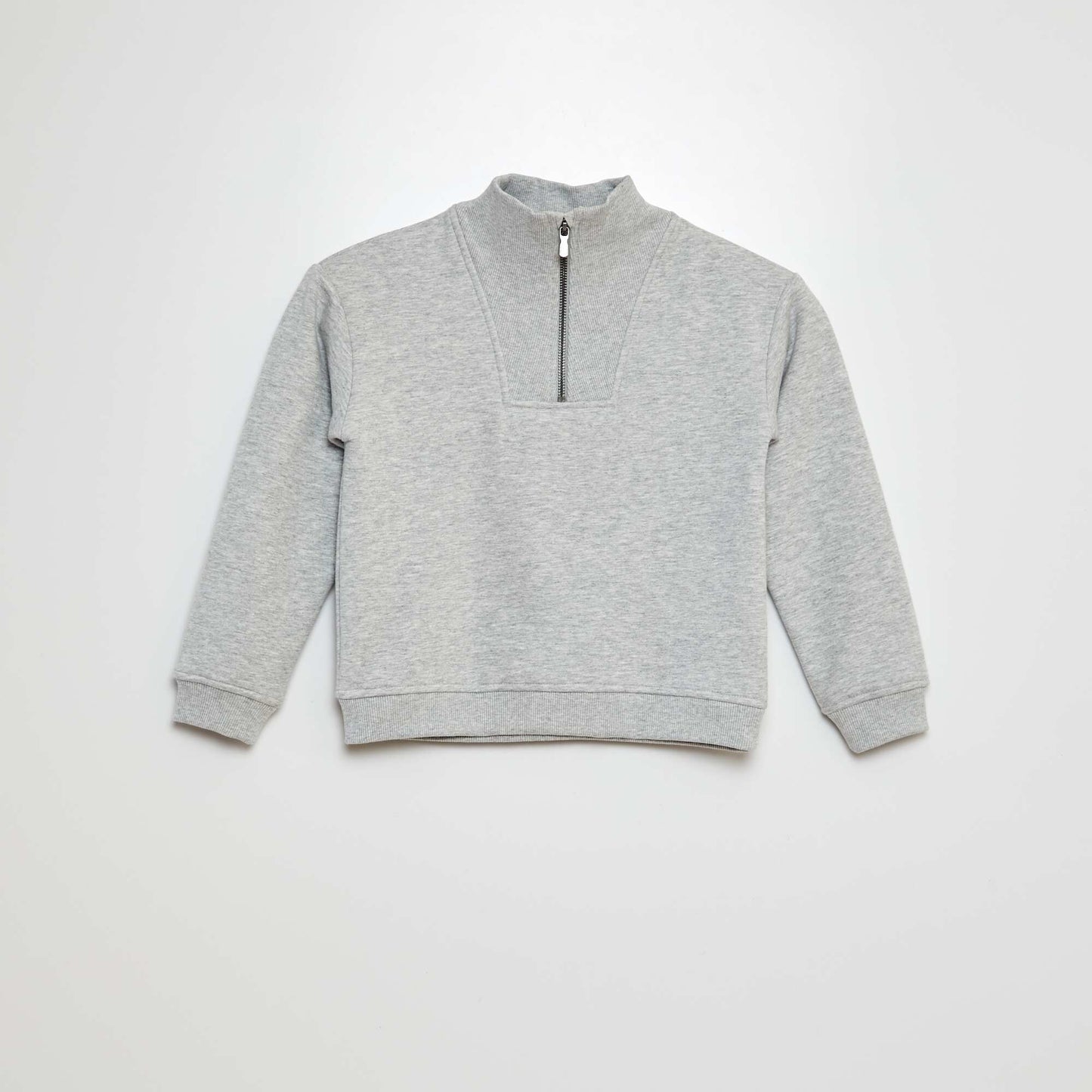 Zip-up high-neck sweater GREY