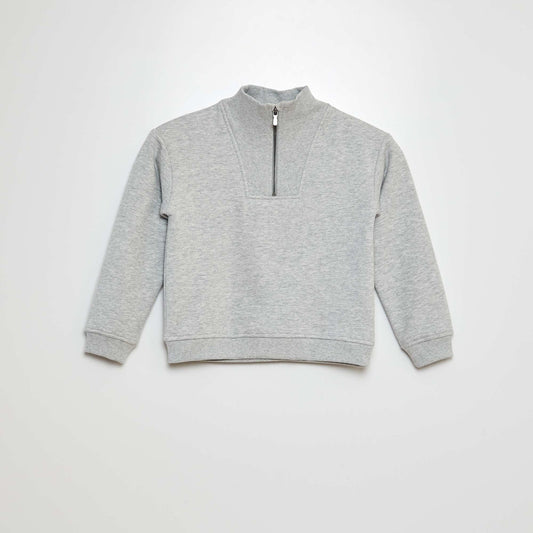 Zip-up high-neck sweater GREY