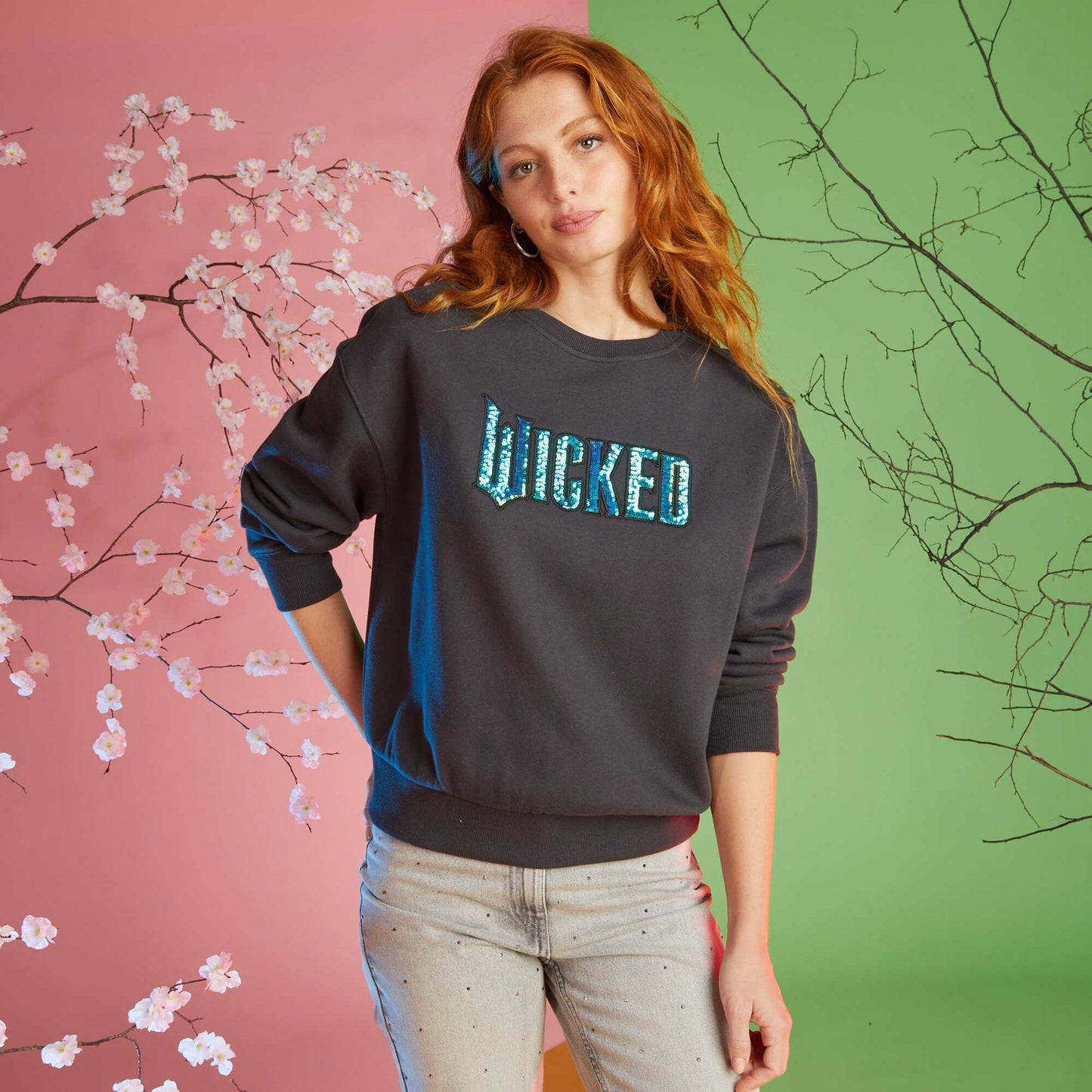 'Wicked' sweatshirt fabric sweater BLACK