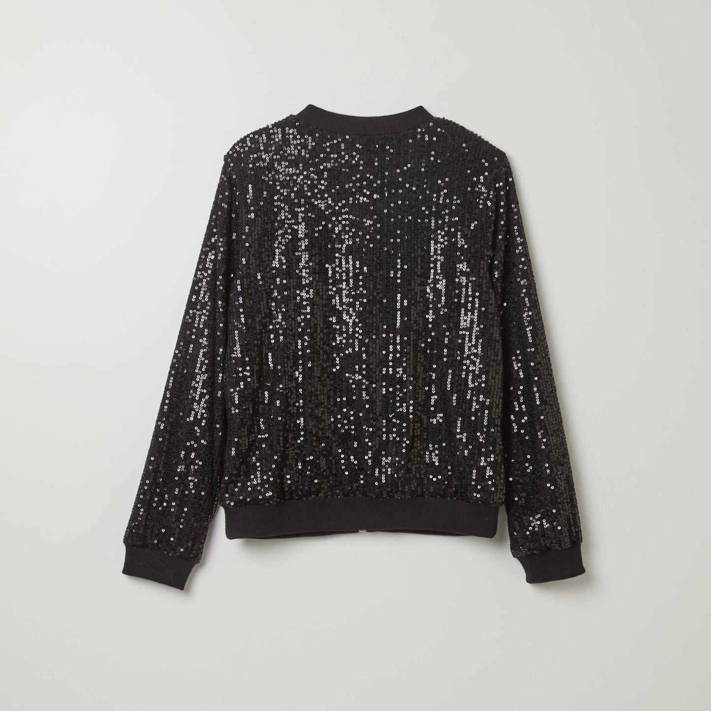 Sequined zip-up sweatshirt BLACK