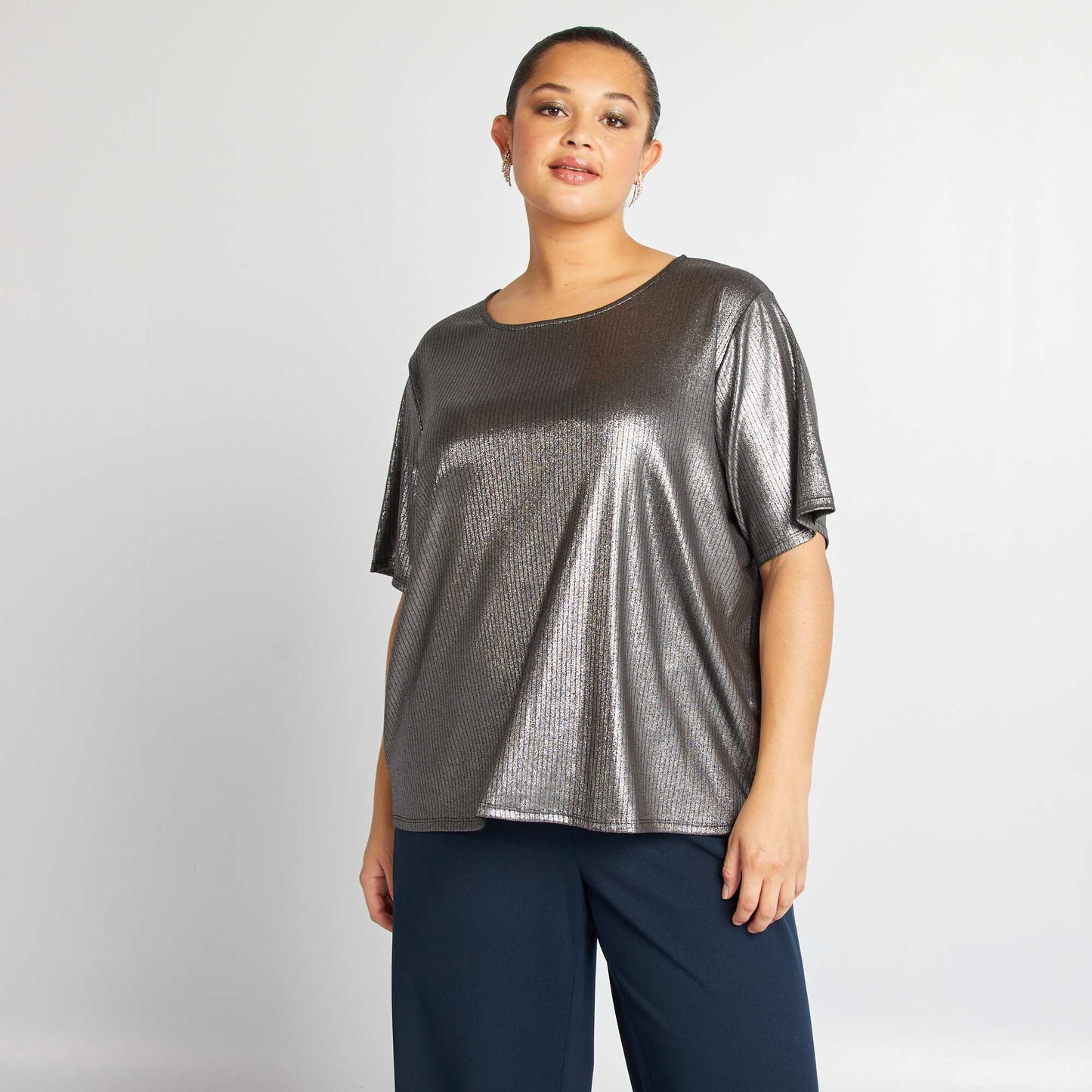 Silvery short-sleeved T-shirt GREY