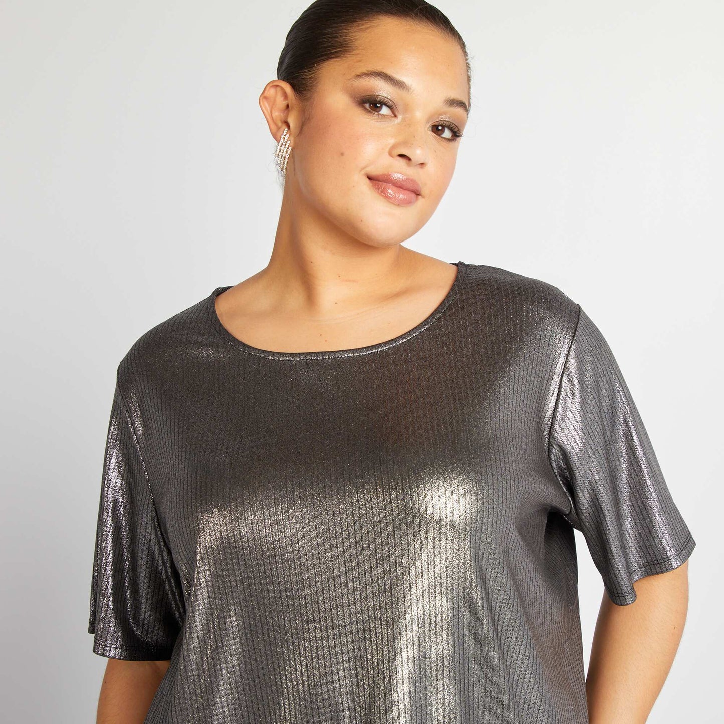 Silvery short-sleeved T-shirt GREY