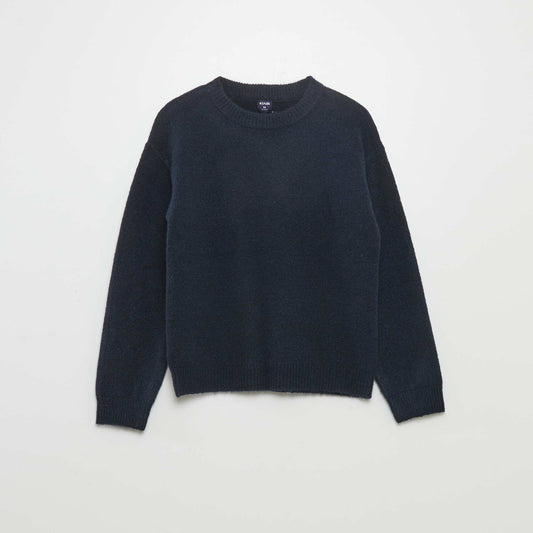 Plain knit sweater BLUE