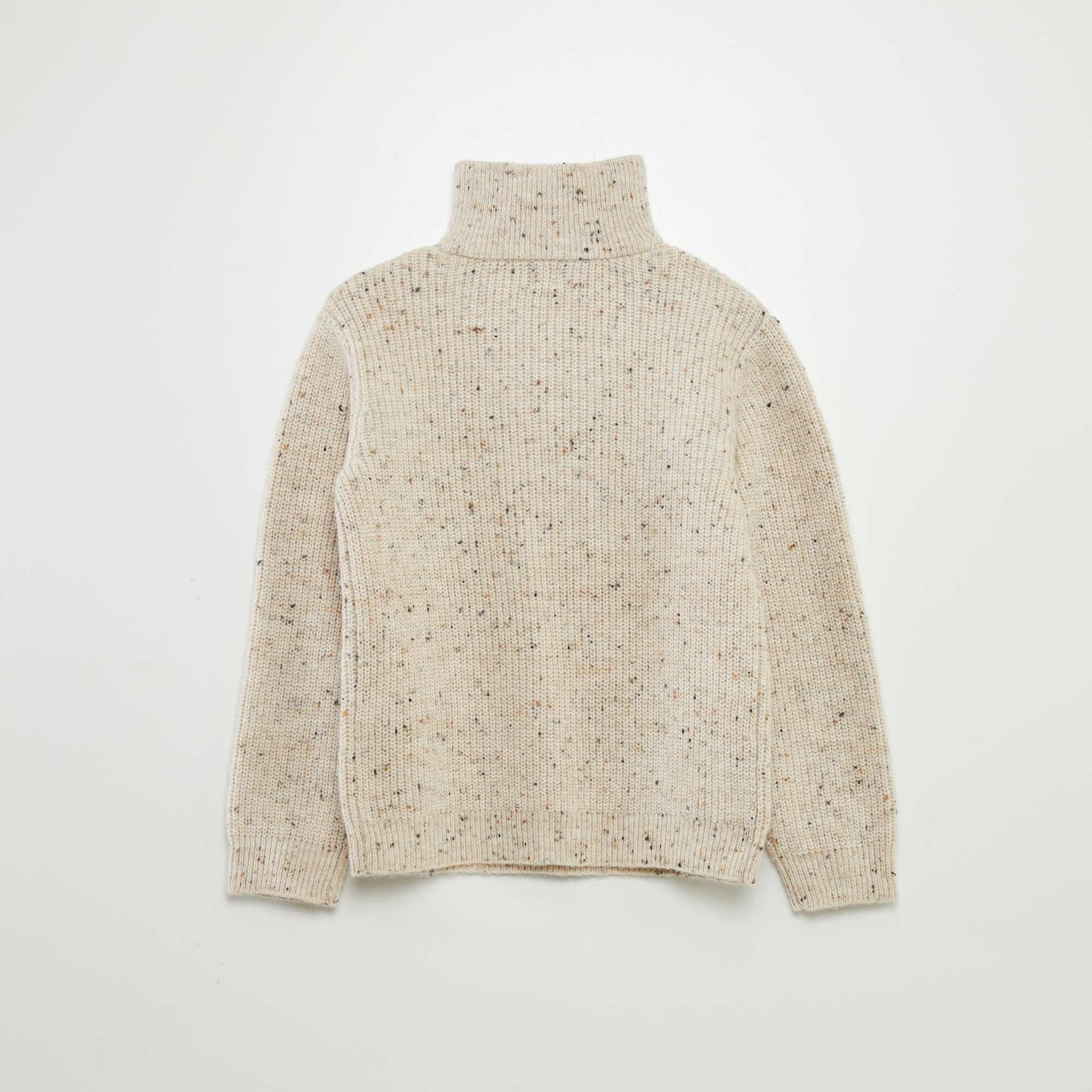 Zip-up high neck sweater BEIGE