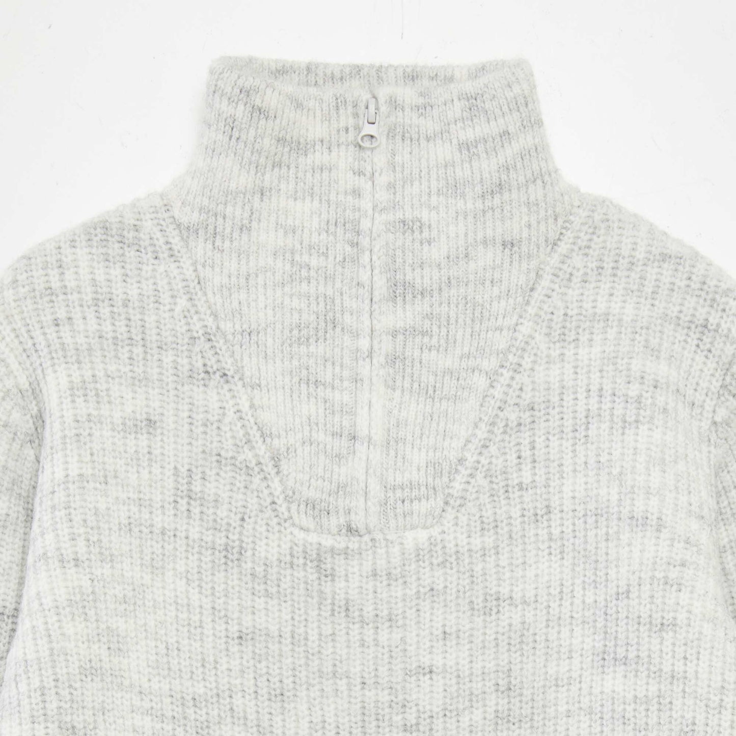 Zip-up high neck sweater GREY