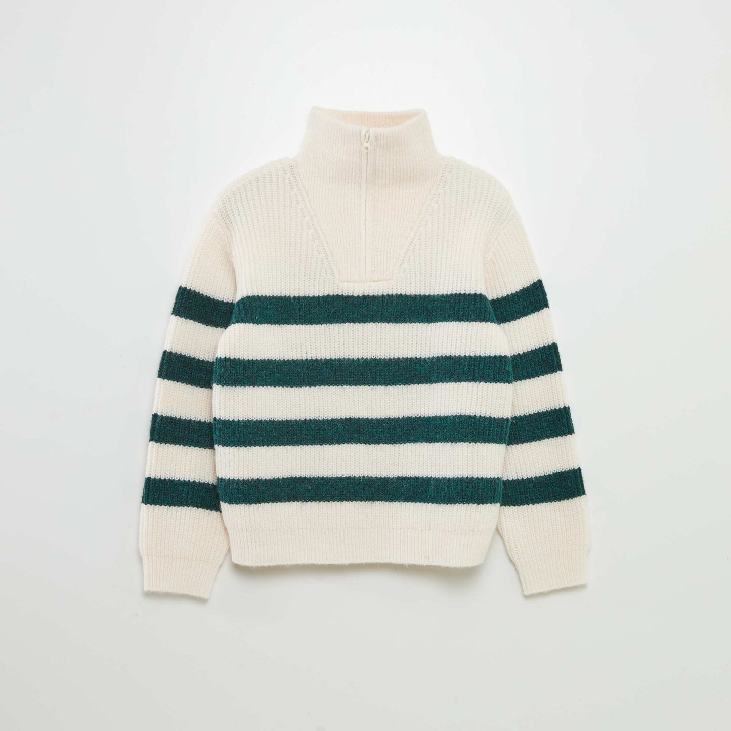 Zip-up high neck sweater GREEN