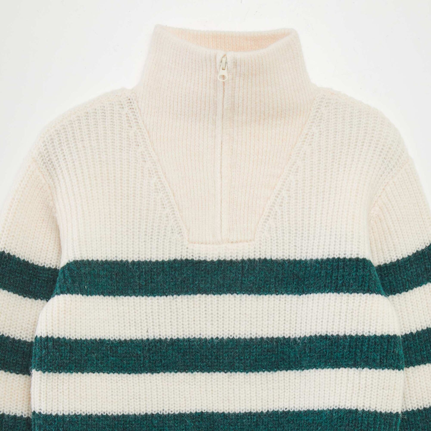 Zip-up high neck sweater GREEN