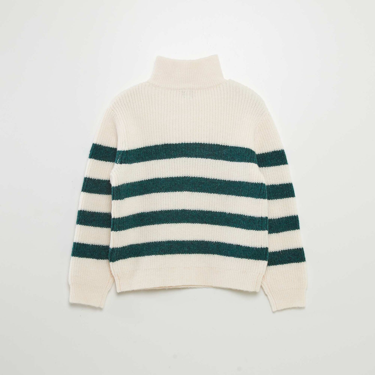 Zip-up high neck sweater GREEN