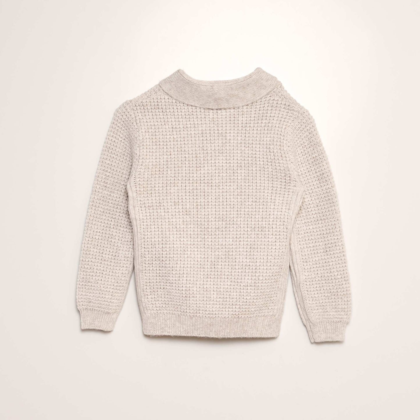 Knitted shawl collar sweater BEIGE