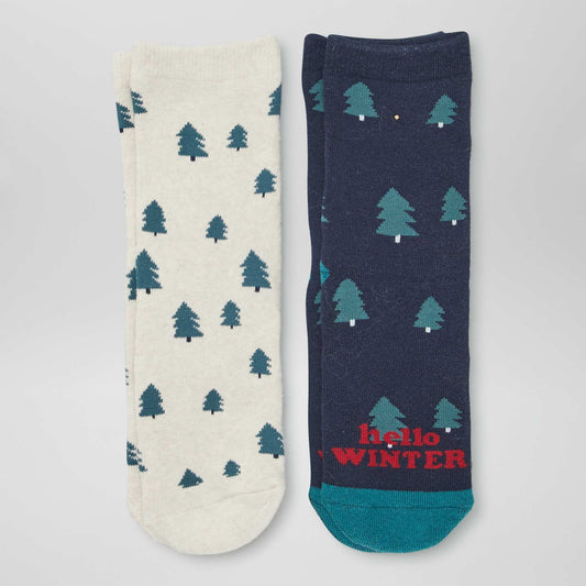 Christmas slip-resistant socks - Pack of 2 GREEN