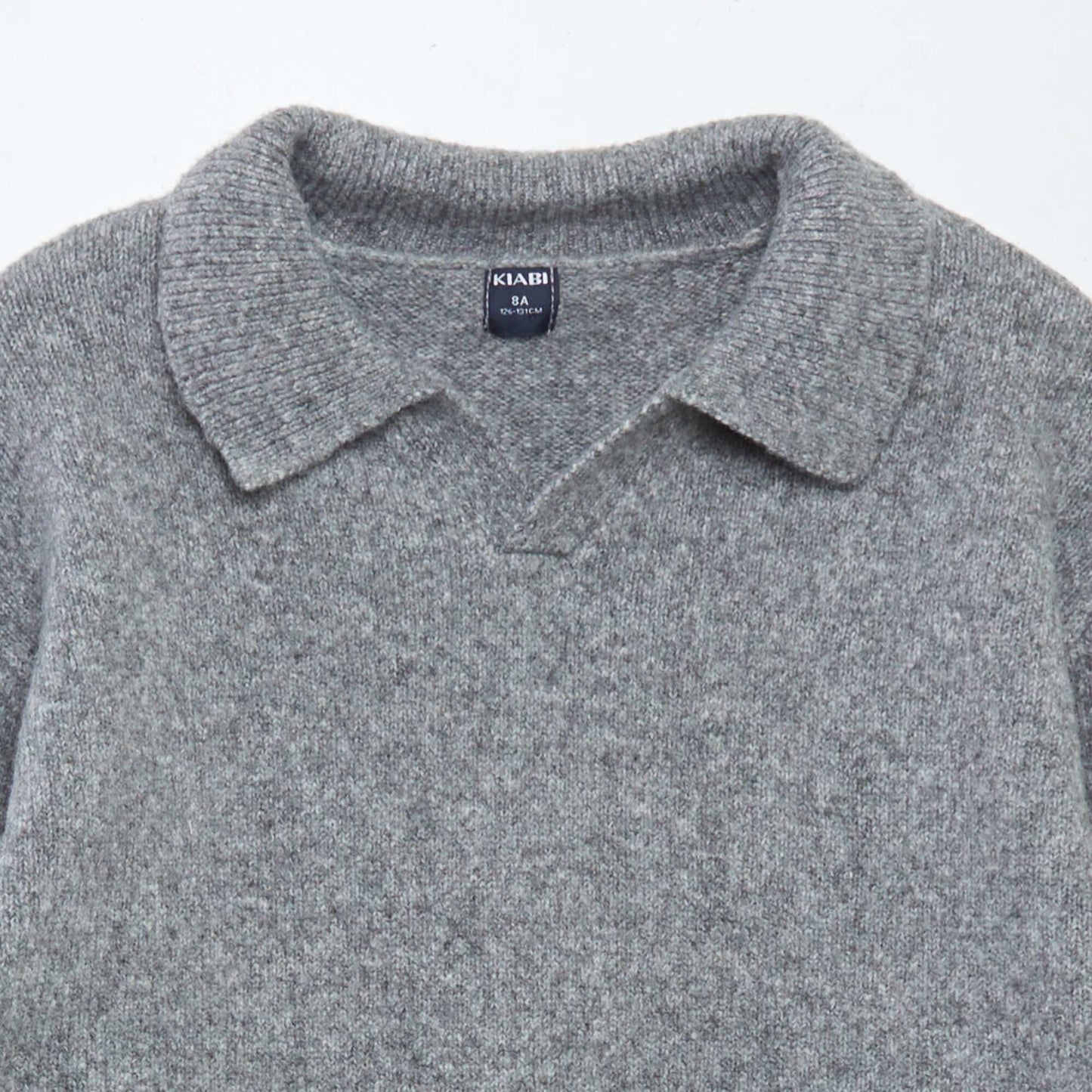 Knit sweater with polo collar GREY