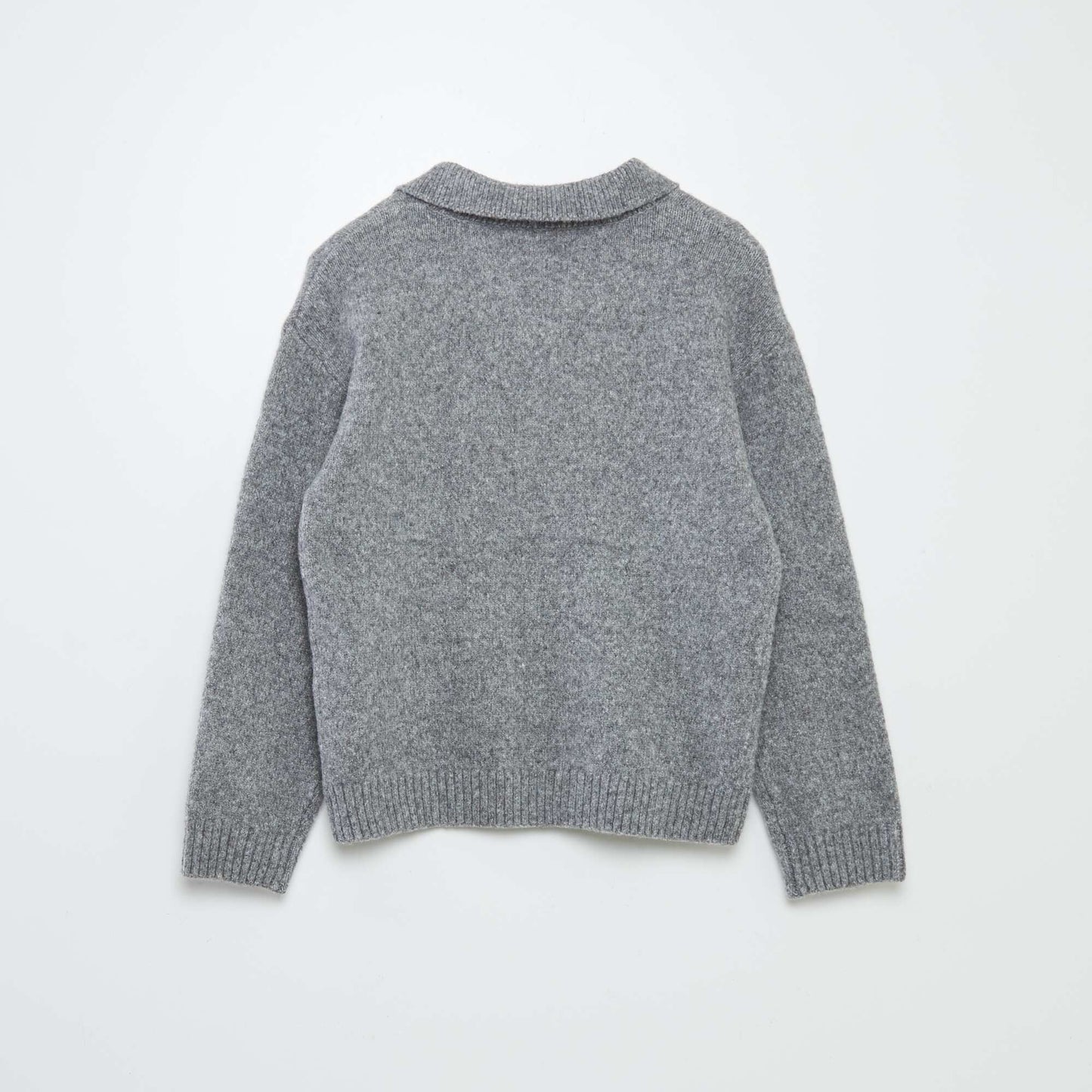 Knit sweater with polo collar GREY