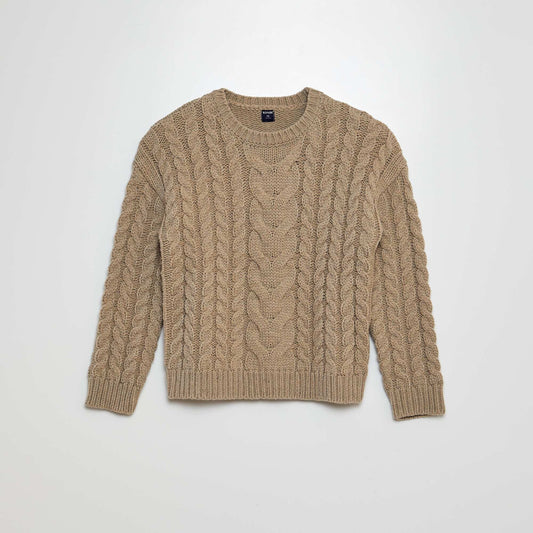 Chunky cable-knit sweater BEIGE