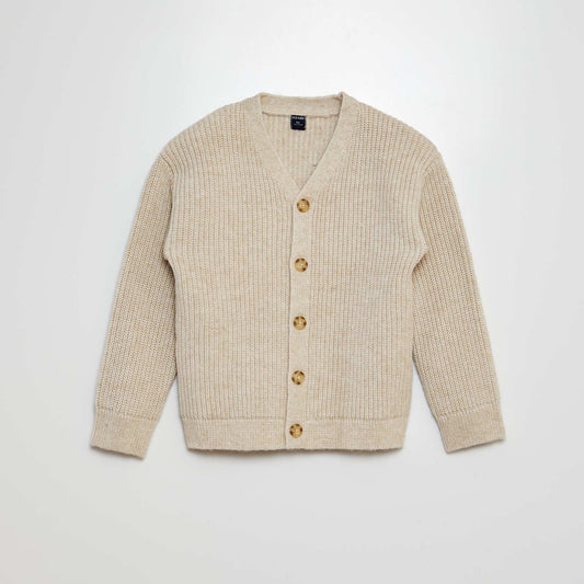 Buttoned knitted cardigan BEIGE