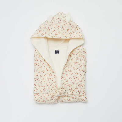 Towelling and cotton gauze dressing gown - Kiabi Home WHITE