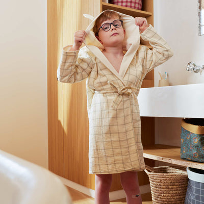 Towelling and cotton gauze dressing gown - Kiabi Home BEIGE