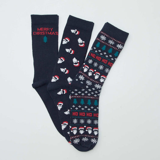 Pack of 3 pairs of Christmas socks BLUE